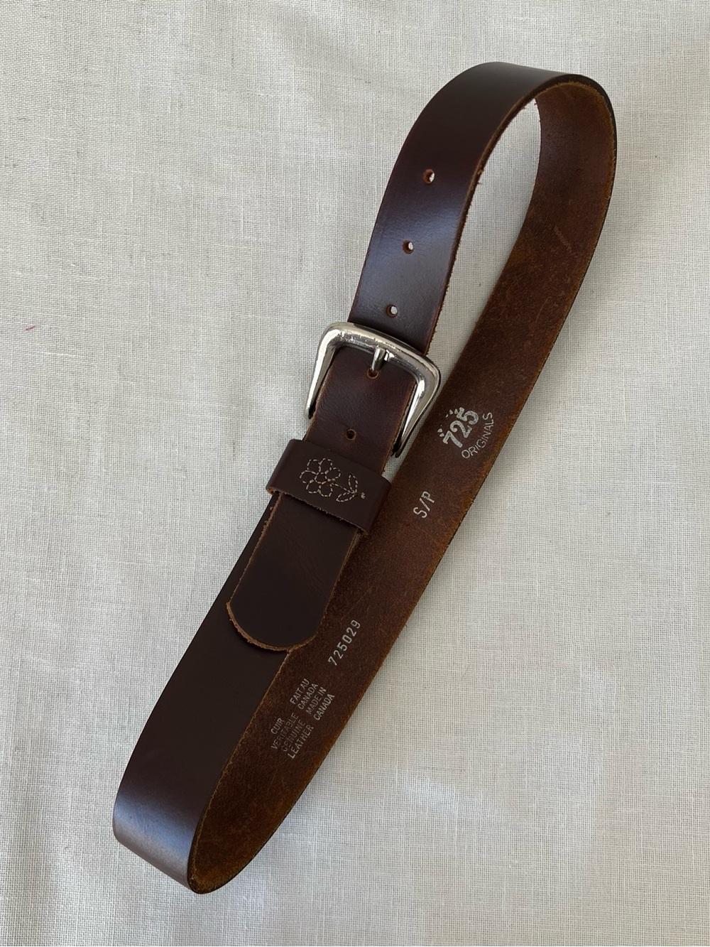 Vintage Dark Brown Leather Belt with Polished Silver Buckle